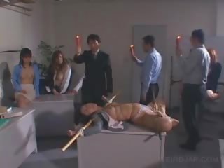 जापान का निवासी x गाली दिया फ़िल्म स्लेव पनिश्ड साथ tremendous मोम dripped पर उसकी बॉडी
